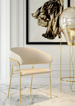 KARE Armlehnstuhl Belle Velvet Creme (2/Set)