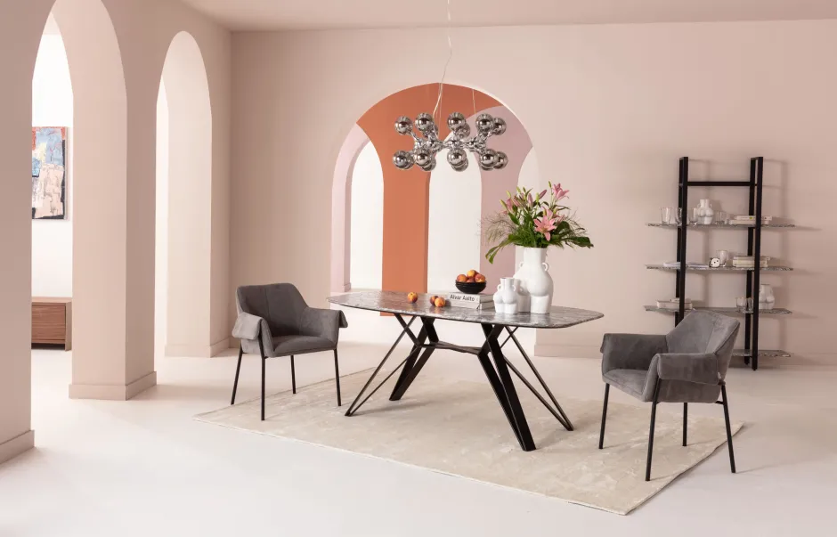 KARE Armlehnstuhl Bess Grau