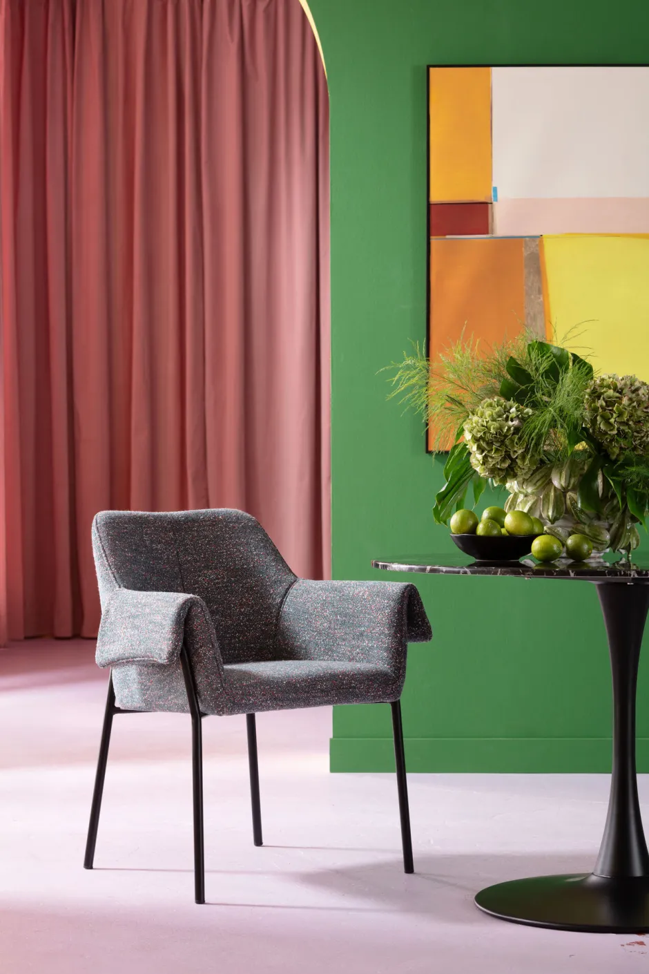 KARE Armlehnstuhl Bess Grau Flitter