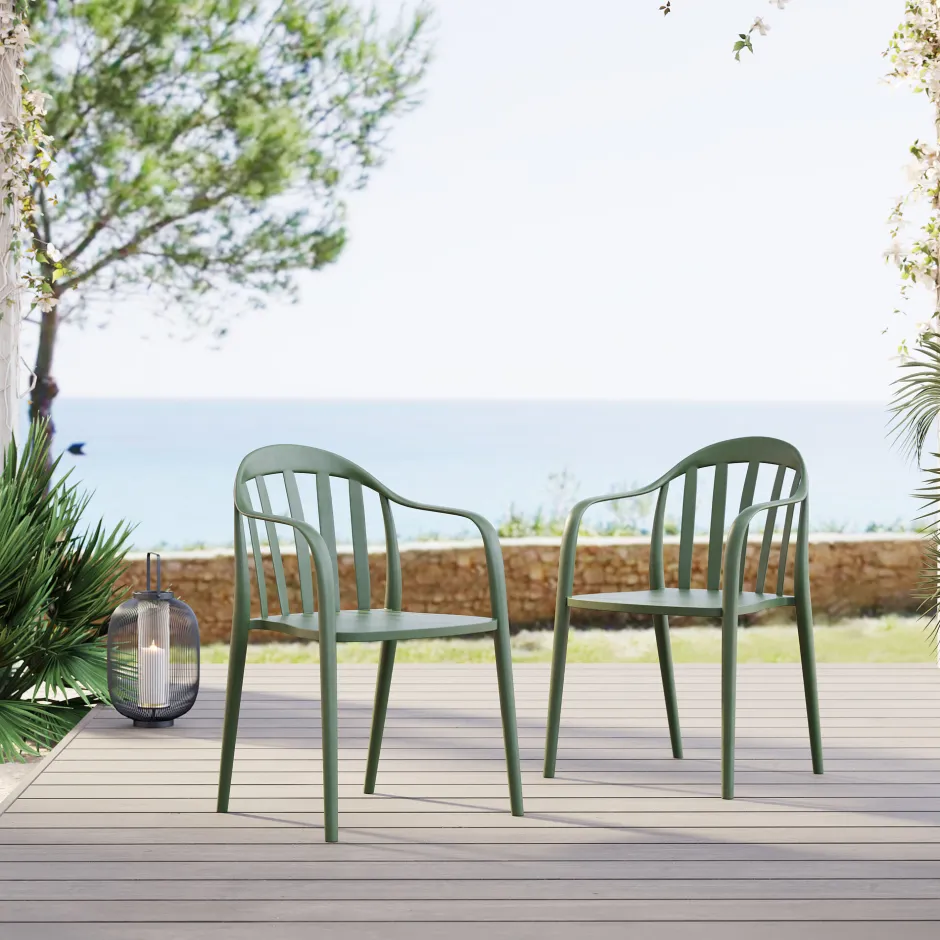 KARE Armlehnstuhl Flores Graugrün