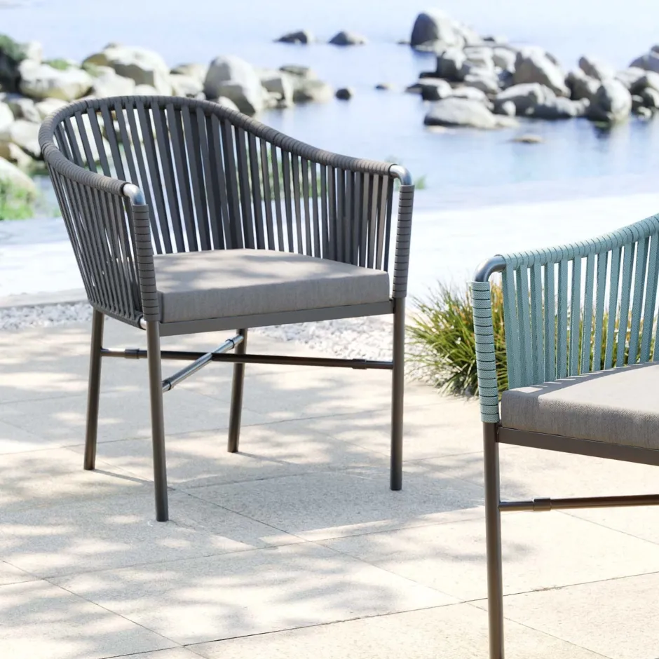 KARE Armlehnstuhl Santanyi Dunkelgrau