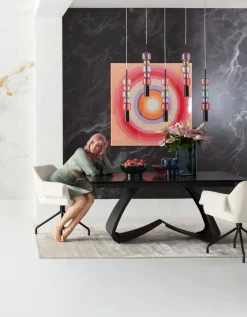 KARE Ausziehtisch Bellagio Glas 180(40+40)x95cm