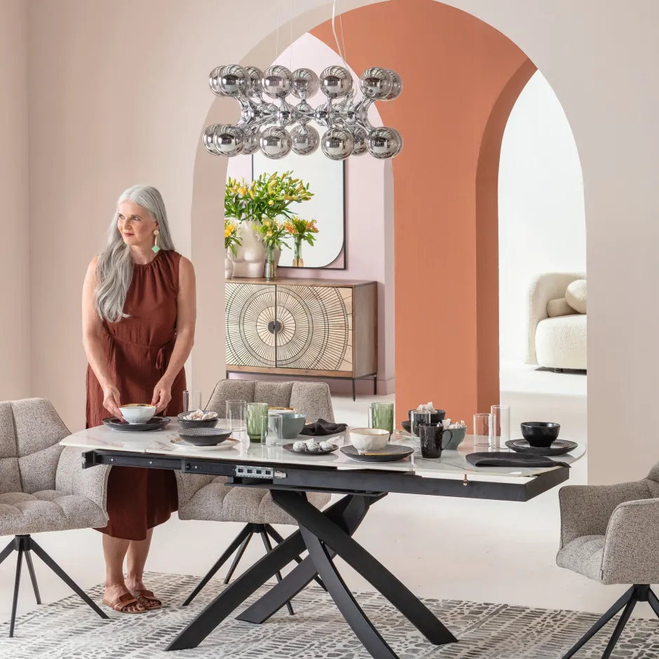 KARE Ausziehtisch Twist Onyx 120(30+30)x90cm