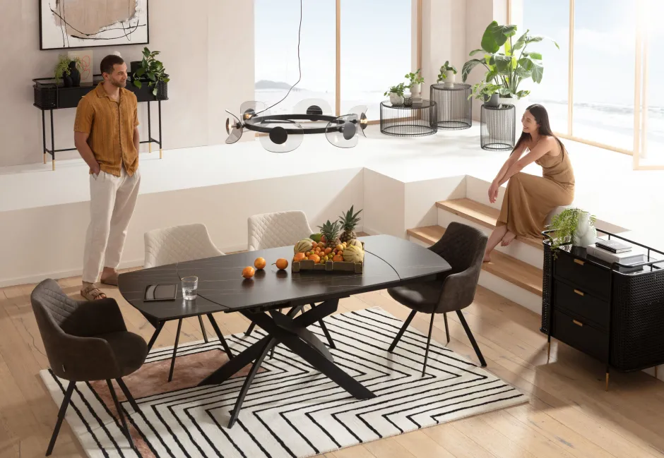 KARE Ausziehtisch Twist Schwarz 120(30+30)x90cm