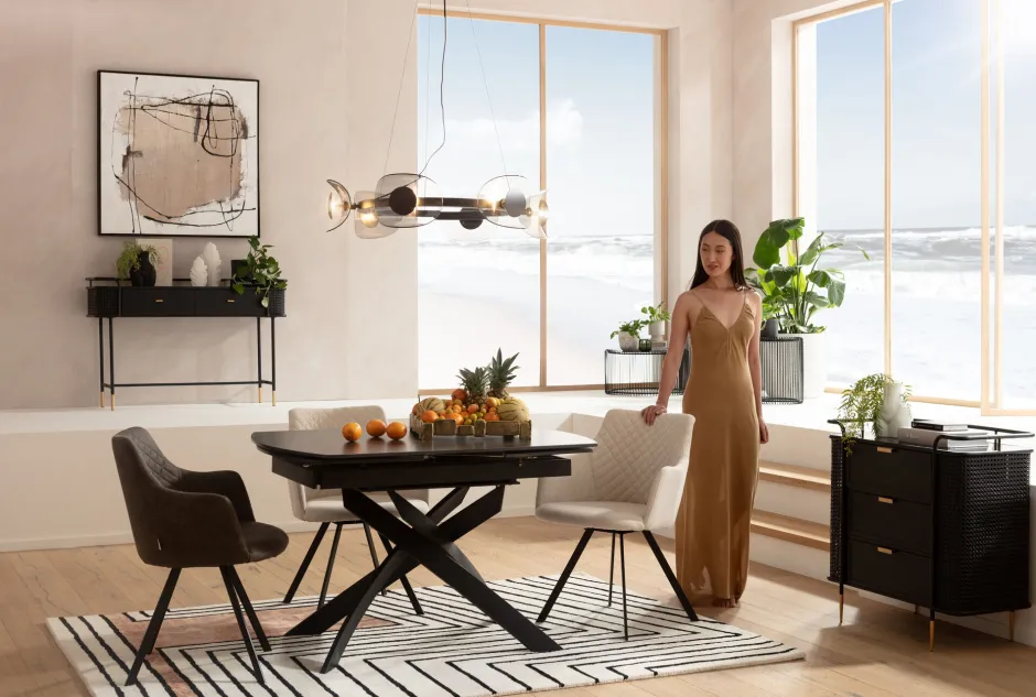 KARE Ausziehtisch Twist Schwarz 120(30+30)x90cm