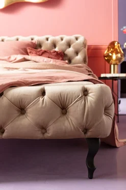 KARE Bett Desire Velvet Ecru 160x200cm