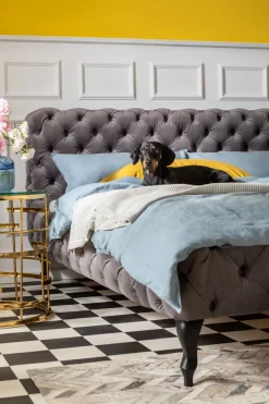 KARE Bett Desire Velvet Silbergrau 160x200 cm