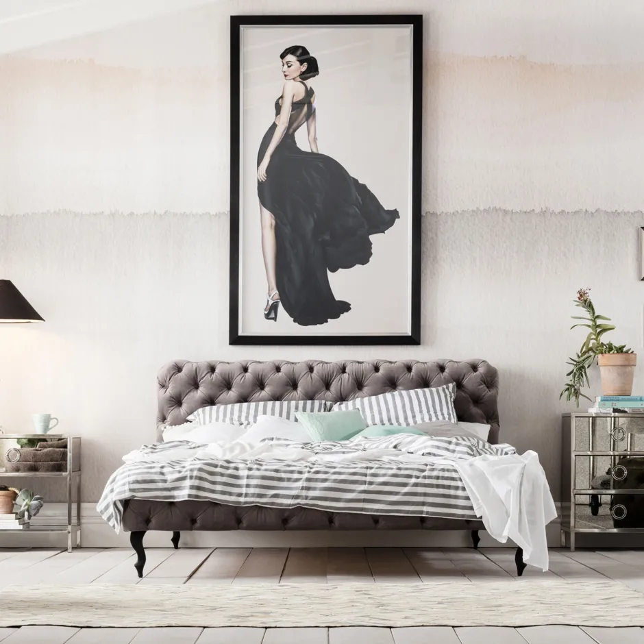 KARE Bett Desire Velvet Silbergrau 180x200 cm