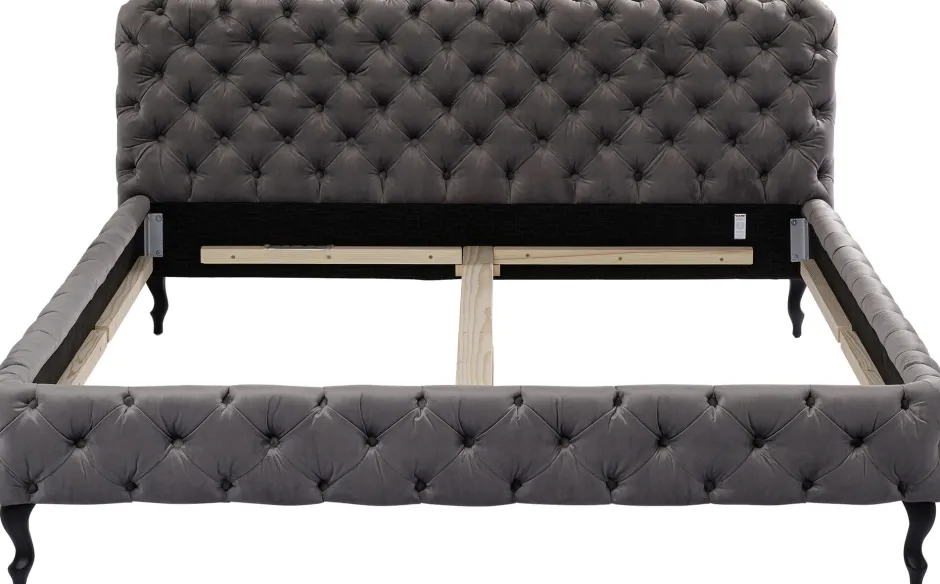 KARE Bett Desire Velvet Silbergrau 180x200 cm