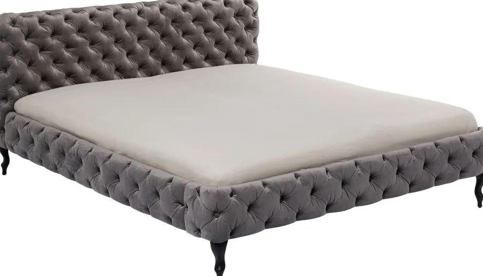 KARE Bett Desire Velvet Silbergrau 180x200 cm