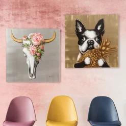 KARE Bild Touched Dog with Pineapple 80x80cm