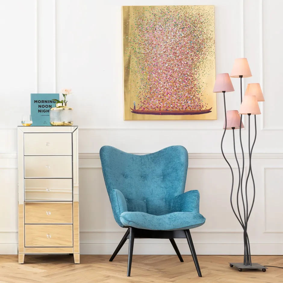 KARE Bild Touched Flower Boat Gold Pink 80x100cm