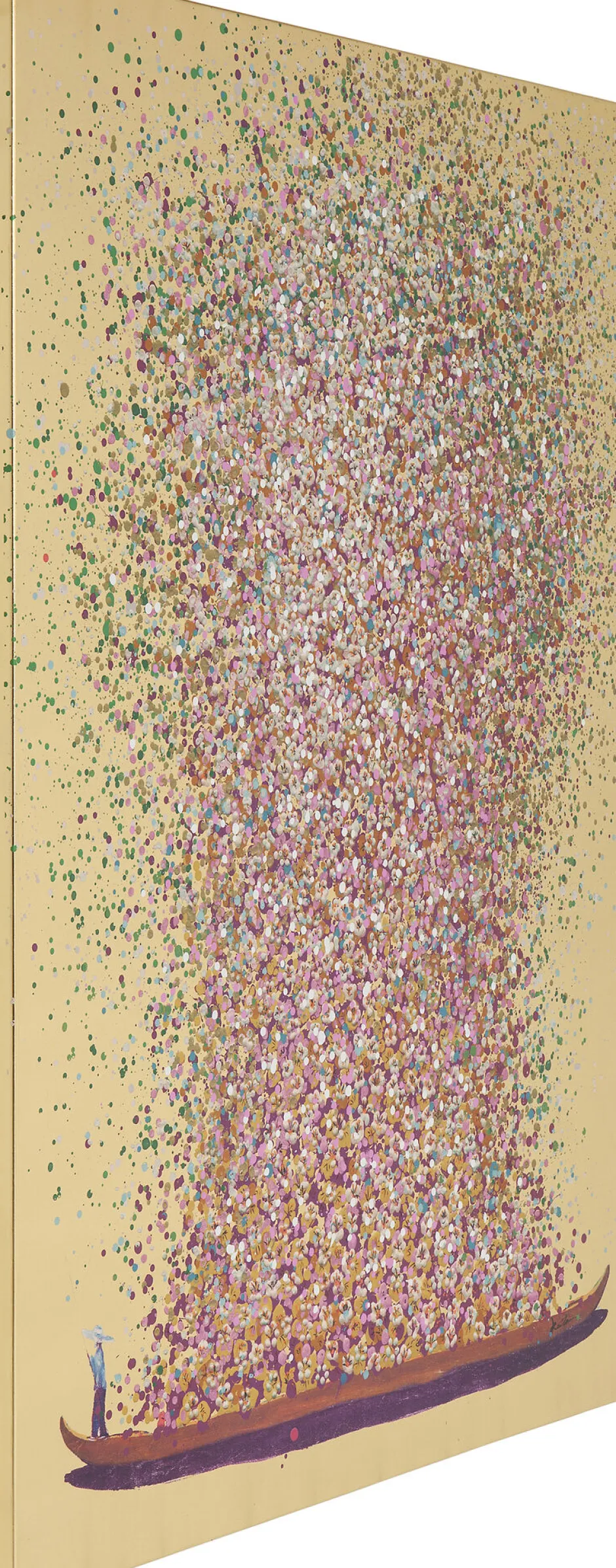 KARE Bild Touched Flower Boat Gold Pink 80x100cm