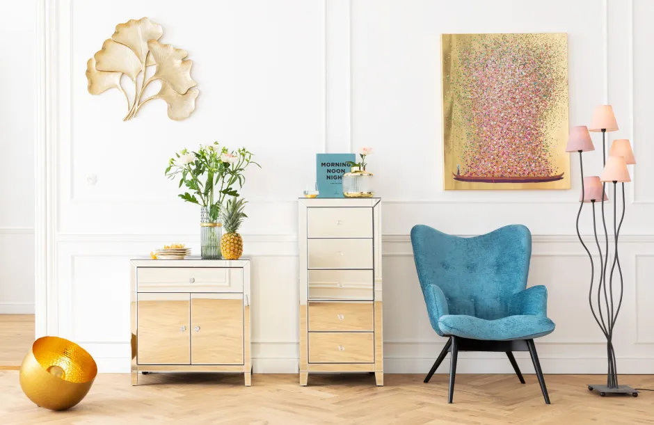 KARE Bild Touched Flower Boat Gold Pink 80x100cm