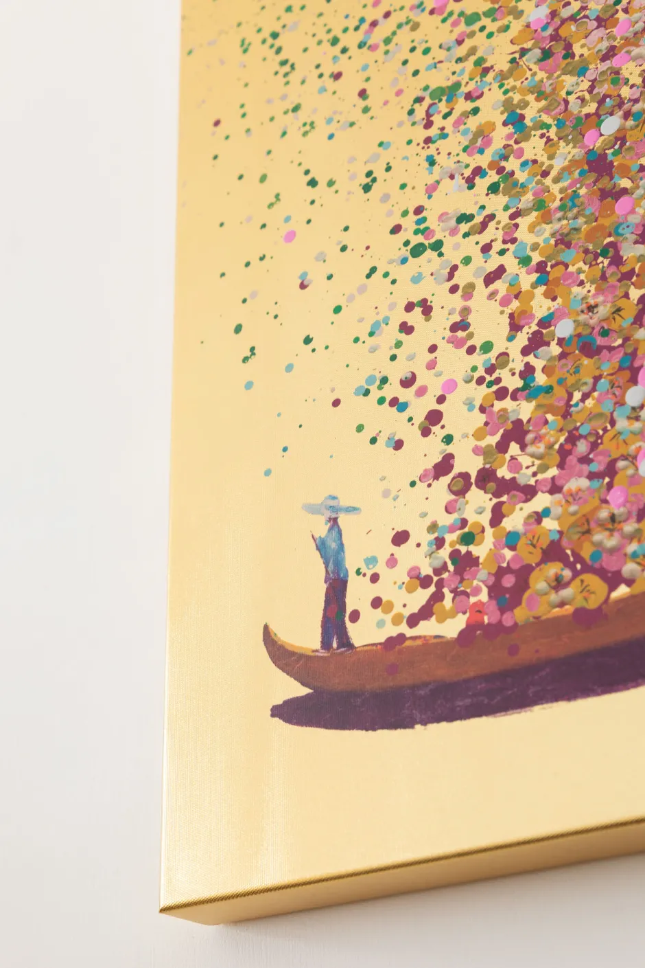 KARE Bild Touched Flower Boat Gold Pink 80x100cm