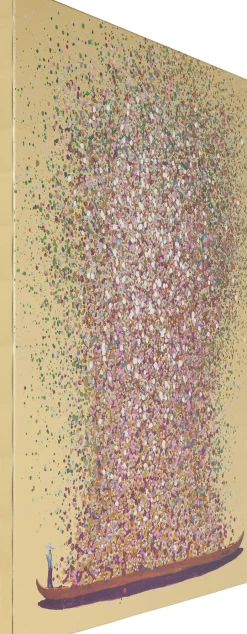 KARE Bild Touched Flower Boat Gold Pink 120x160cm