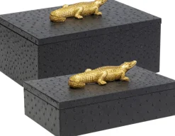 KARE Box Crocodile Schwarz (2/Set)