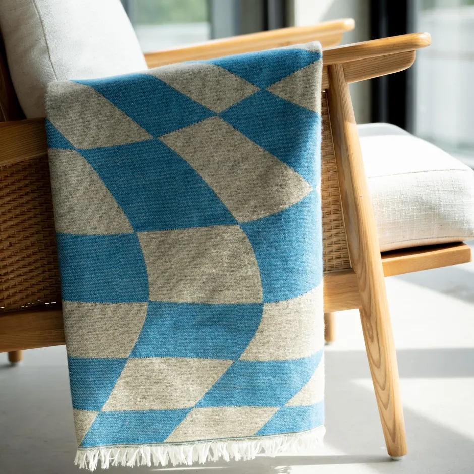 KARE Decke Checker Blau Grün 170x130cm