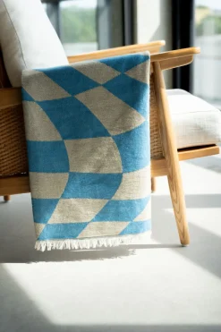 KARE Decke Checker Blau Grün 170x130cm