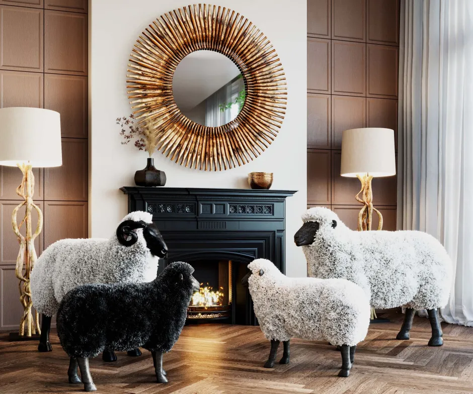 KARE Deko Figur Bathilde Ram Weiß 78cm