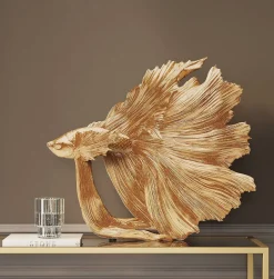 KARE Deko Figur Betta Fish Gold Klein