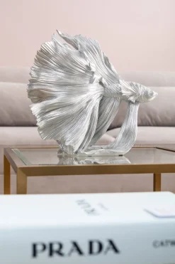 KARE Deko Figur Betta Fish Silber Klein