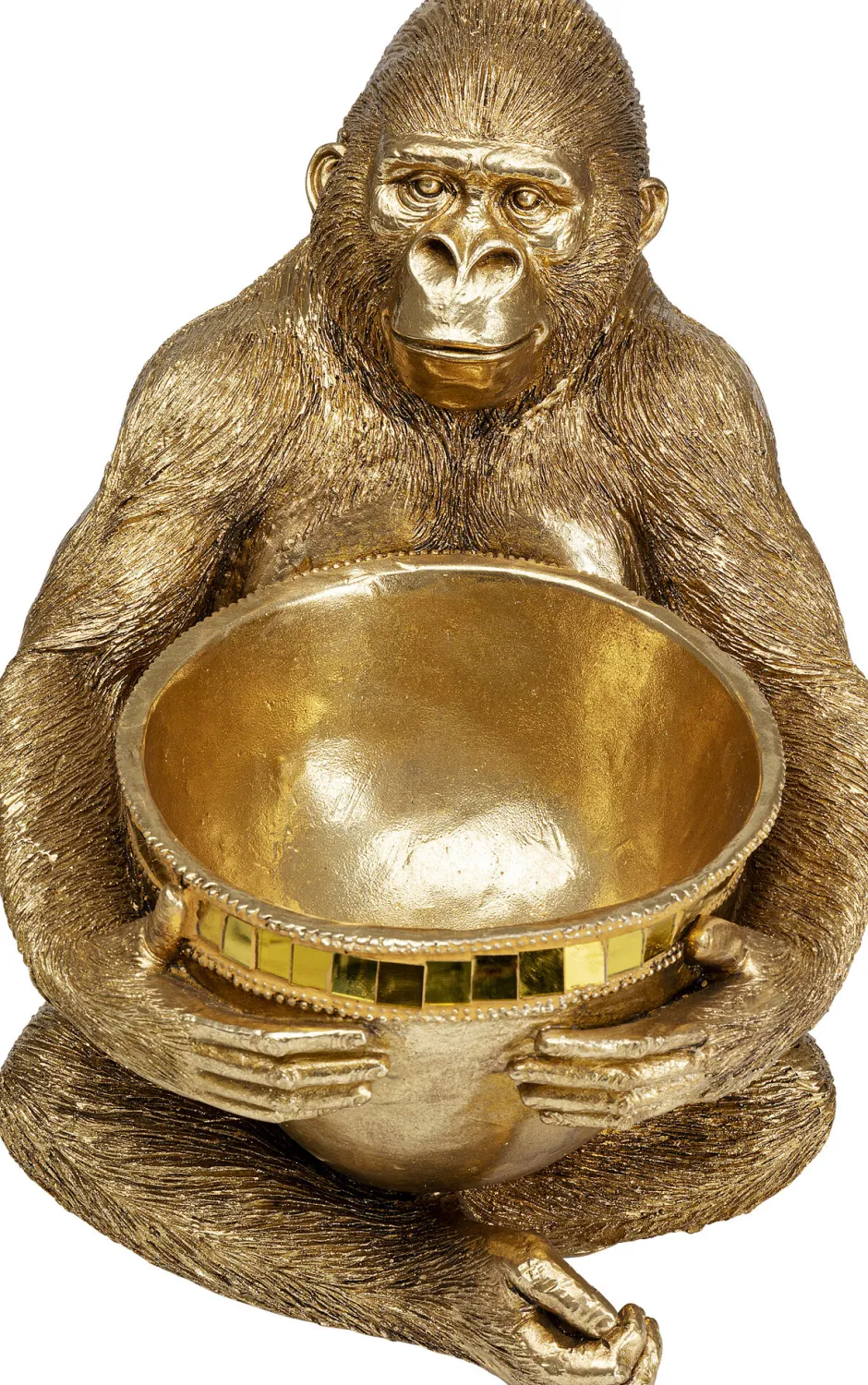 KARE Deko Figur Gorilla Holding Bowl Gold 41cm