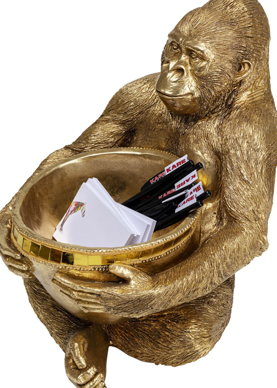KARE Deko Figur Gorilla Holding Bowl Gold 41cm