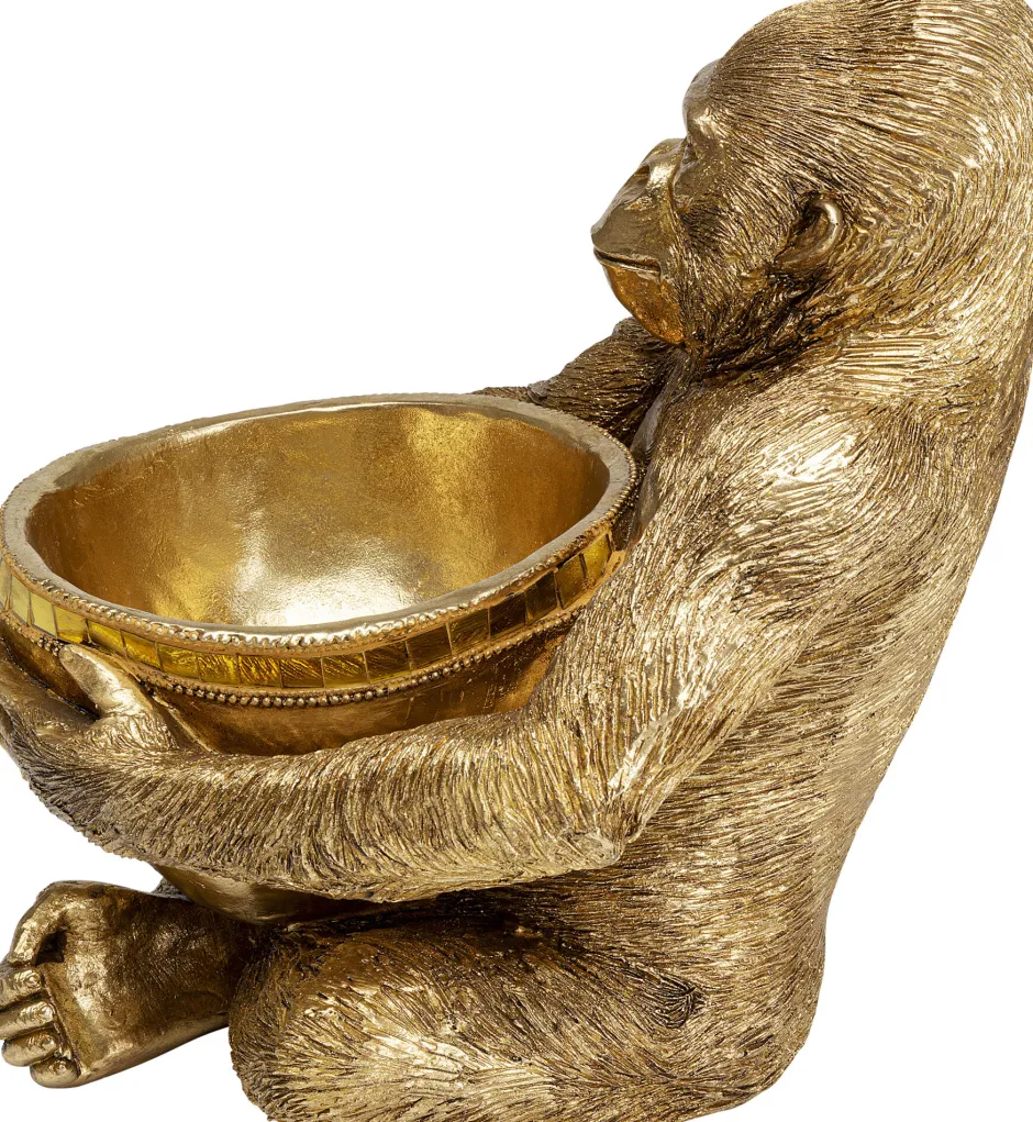 KARE Deko Figur Gorilla Holding Bowl Gold 41cm