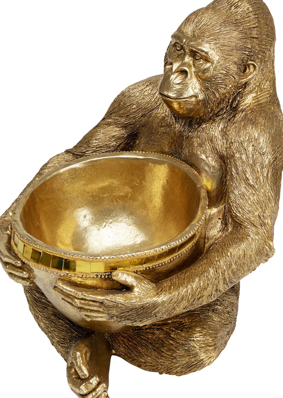 KARE Deko Figur Gorilla Holding Bowl Gold 41cm