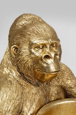 KARE Deko Figur Gorilla Holding Bowl Gold 41cm