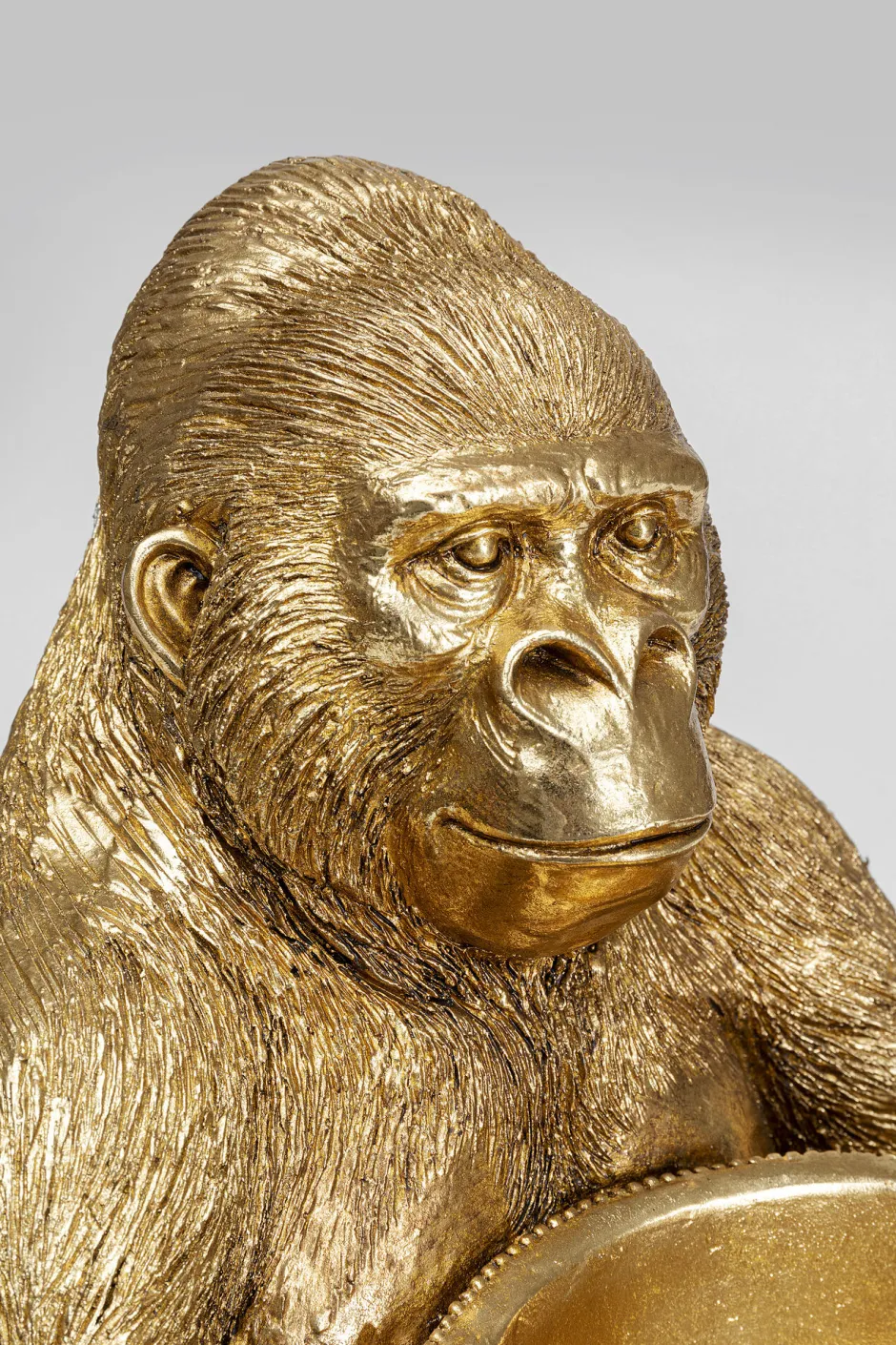 KARE Deko Figur Gorilla Holding Bowl Gold 41cm