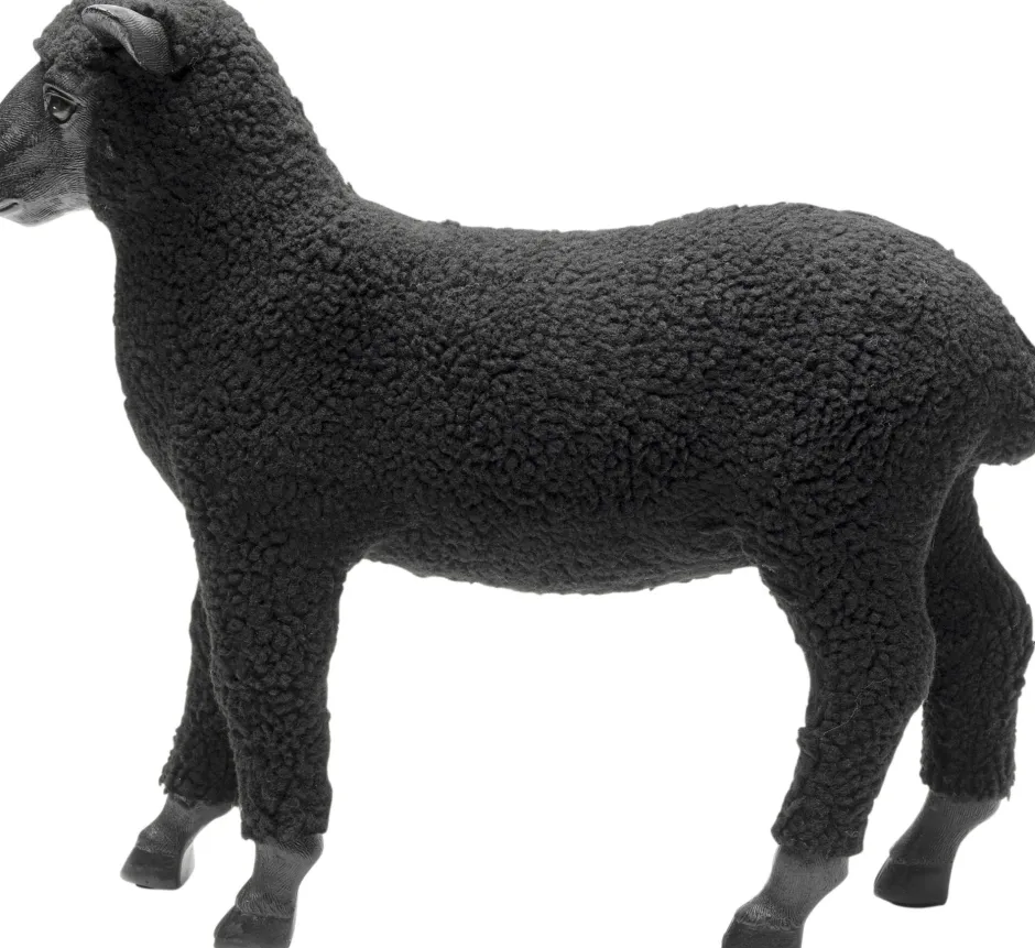 KARE Deko Figur Happy Sheep Wool Schwarz 37cm