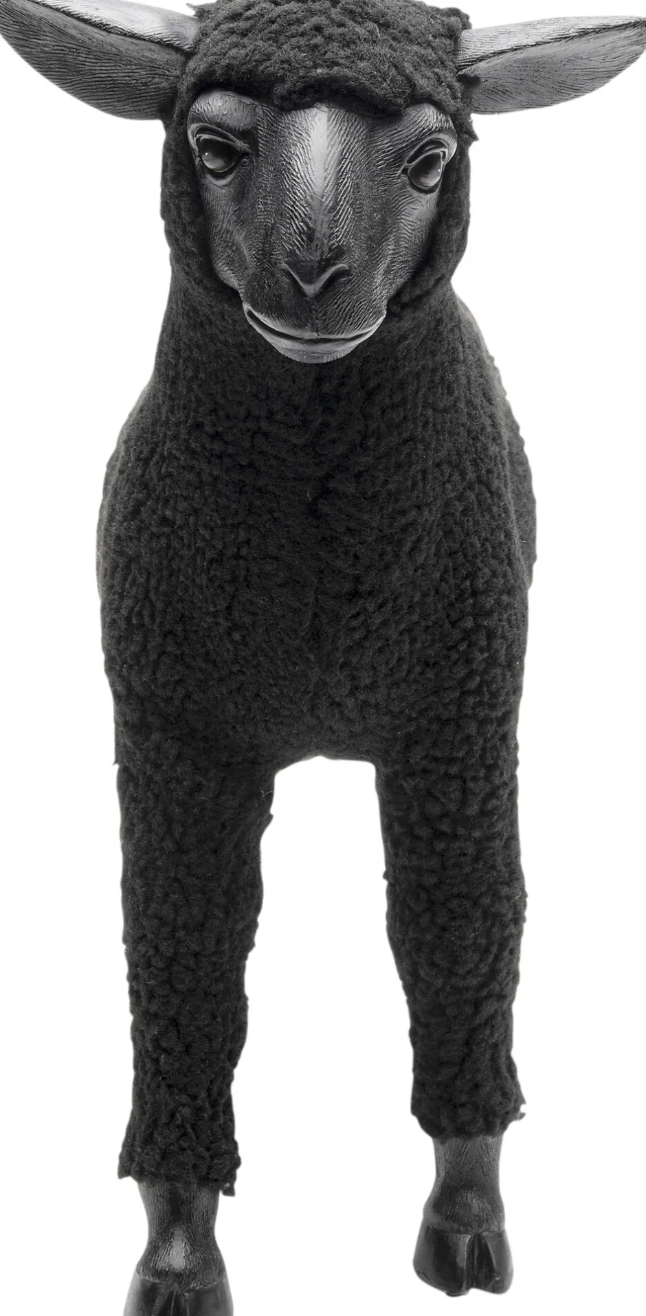 KARE Deko Figur Happy Sheep Wool Schwarz 37cm