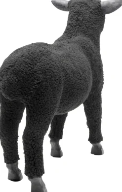 KARE Deko Figur Happy Sheep Wool Schwarz 37cm