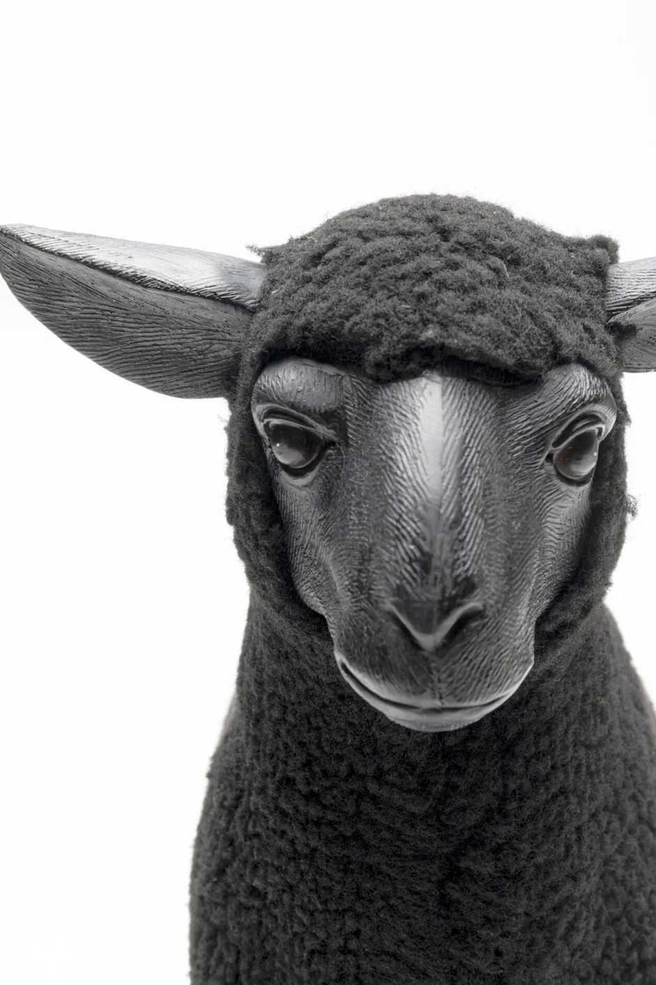 KARE Deko Figur Happy Sheep Wool Schwarz 37cm