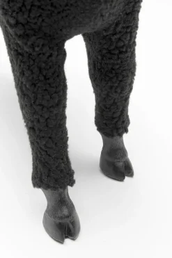 KARE Deko Figur Happy Sheep Wool Schwarz 37cm