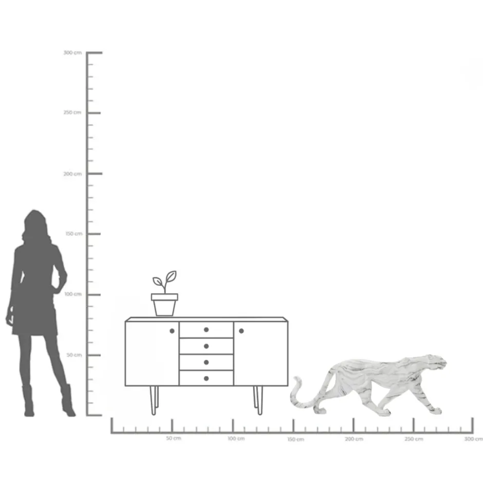 KARE Deko Figur Leopard Marble 129cm