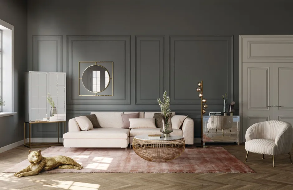 KARE Deko Figur Lion Gold 113cm