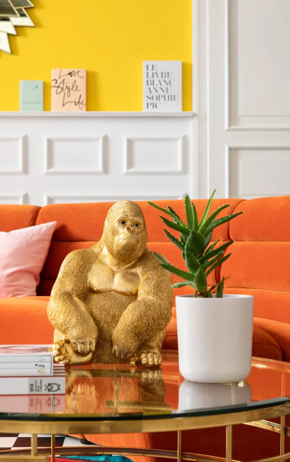 KARE Deko Figur Monkey Gorilla Side Medium Gold 39cm