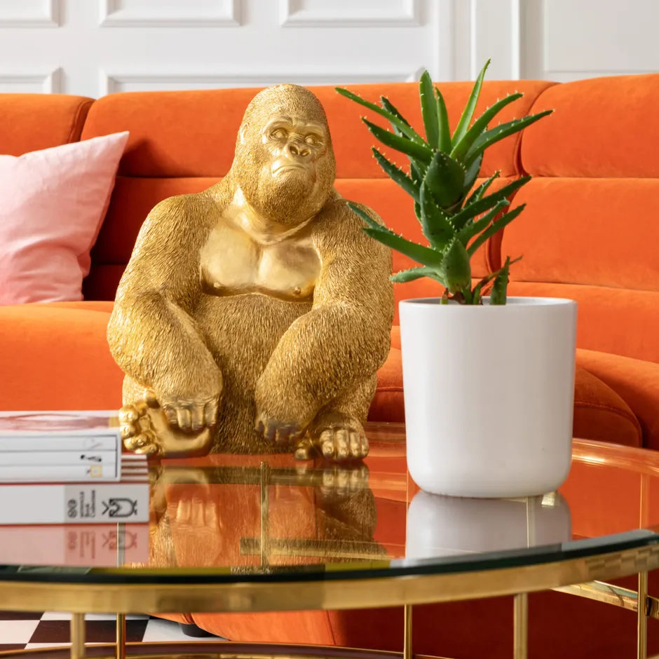 KARE Deko Figur Monkey Gorilla Side Medium Gold 39cm