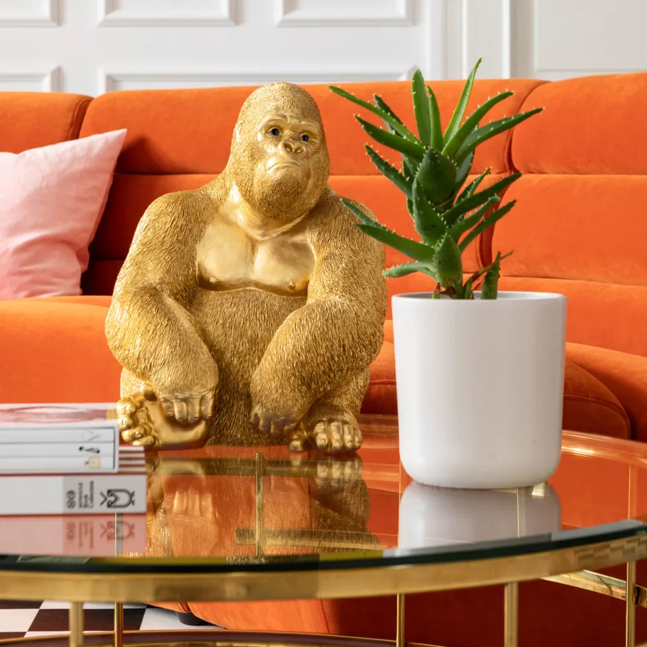 KARE Deko Figur Monkey Gorilla Side Medium Gold 39cm