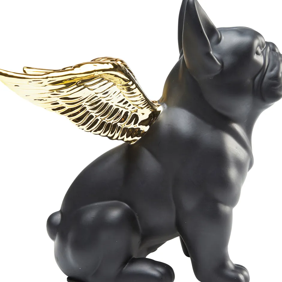 KARE Deko Figur Sitting Angel Dog Gold-Schwarz