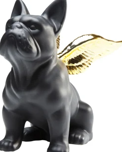 KARE Deko Figur Sitting Angel Dog Gold-Schwarz
