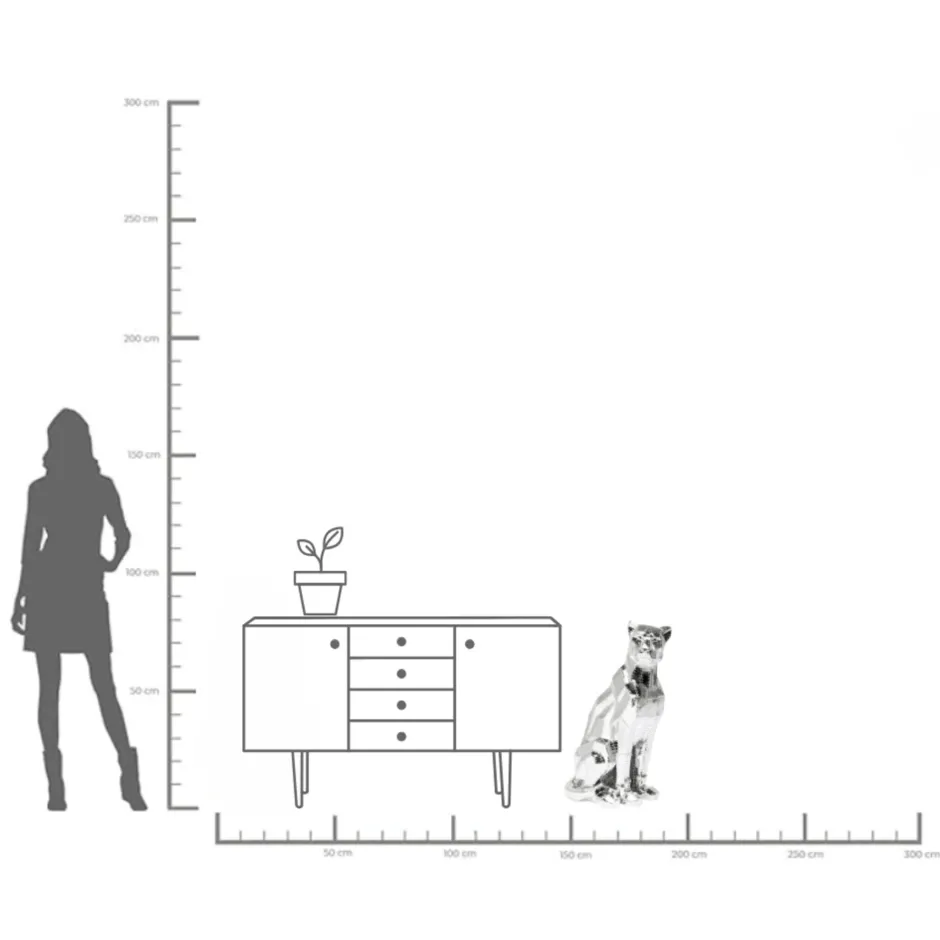 KARE Deko Figur Sitting Cat Rivet Chrome 82cm