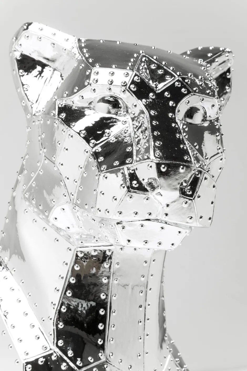 KARE Deko Figur Sitting Cat Rivet Chrome 82cm