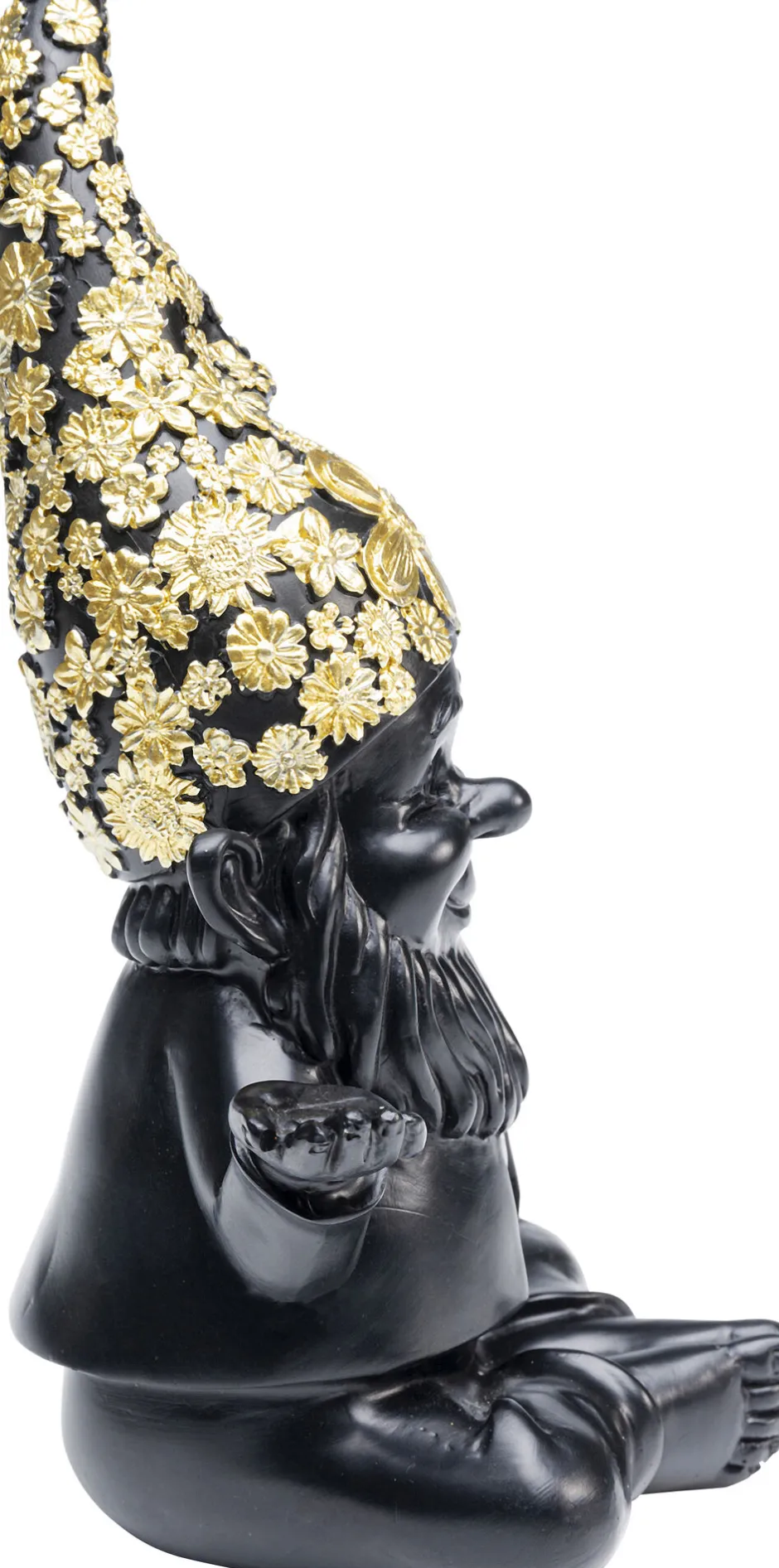 KARE Deko Figur Zwerg Meditation Schwarz Gold 19cm