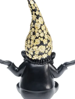 KARE Deko Figur Zwerg Meditation Schwarz Gold 19cm