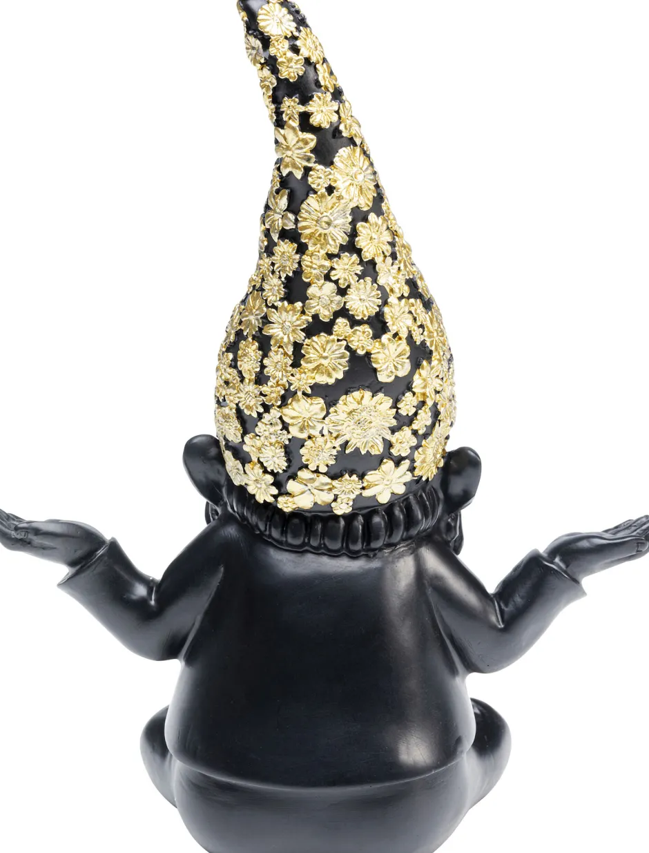 KARE Deko Figur Zwerg Meditation Schwarz Gold 19cm
