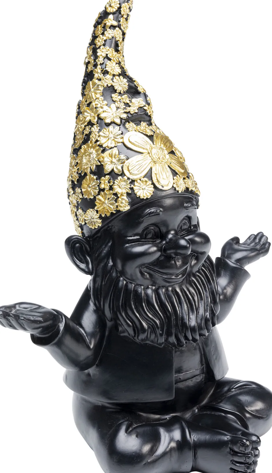 KARE Deko Figur Zwerg Meditation Schwarz Gold 19cm